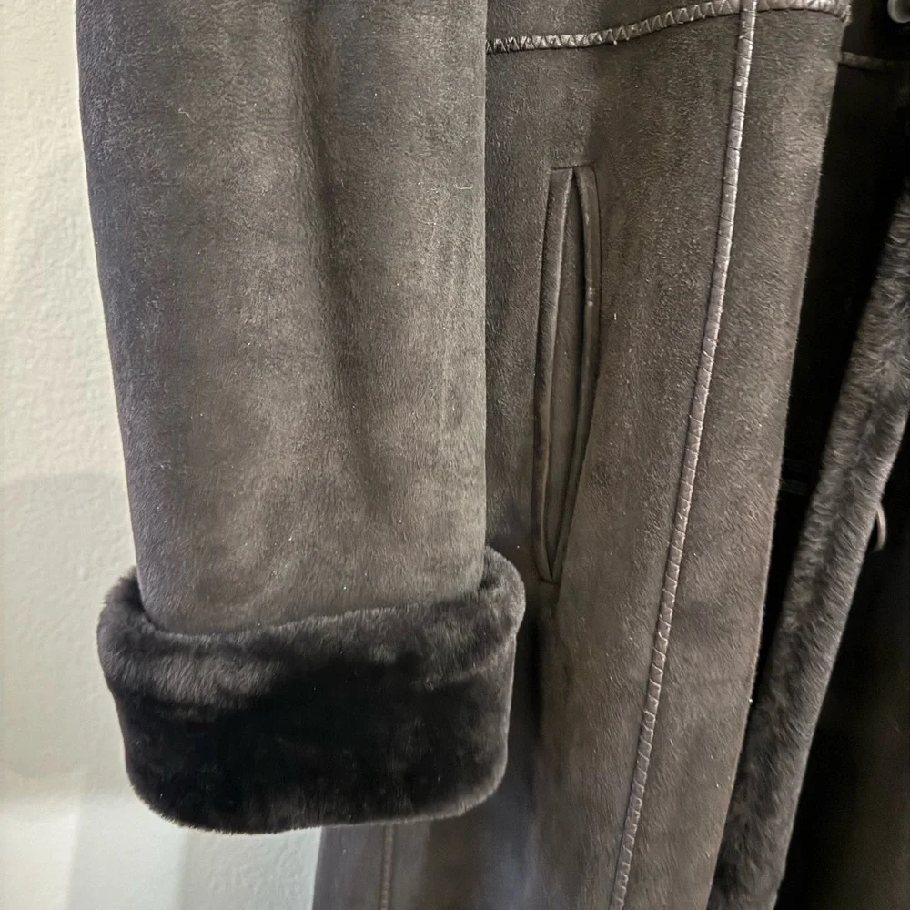 Brown Shearling Women's Coat - Picture 5 of 6